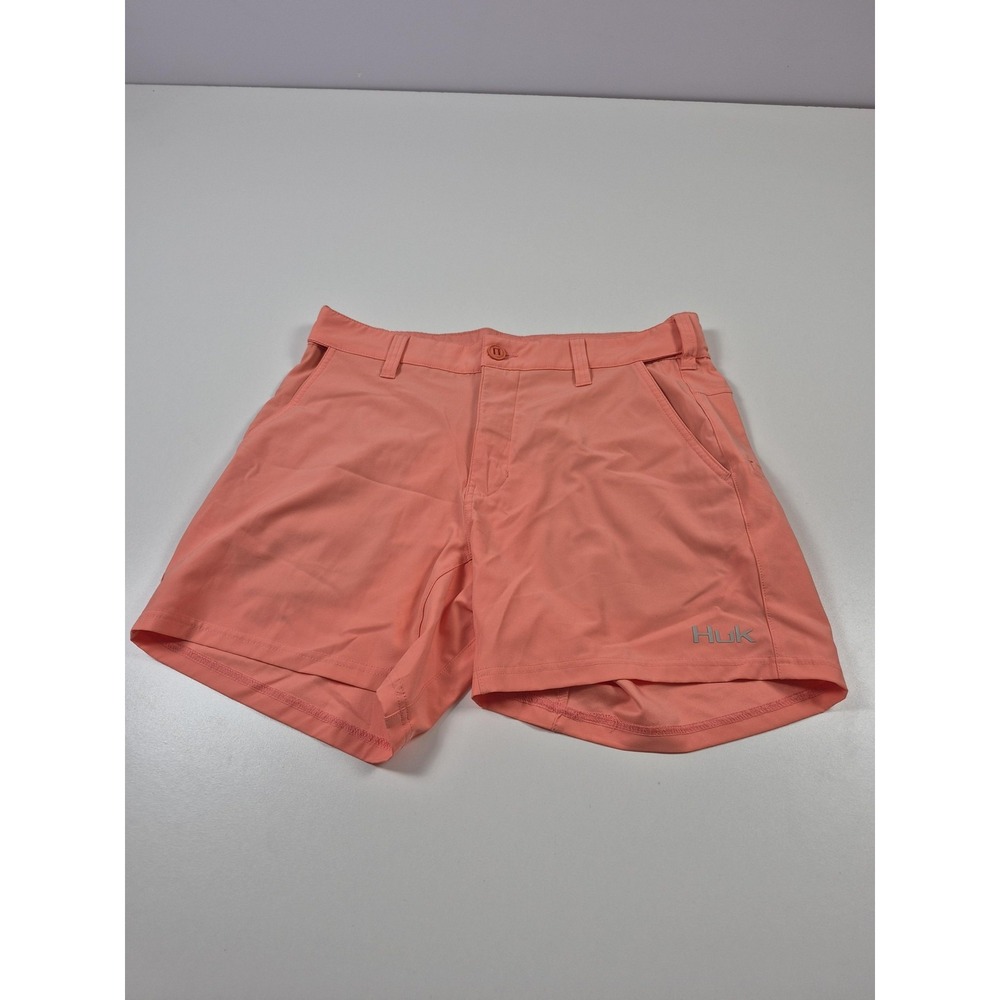 Huk Shorts Mens Large Pink Performance Fishing Stretch Quick Dry Water 5 Inseam